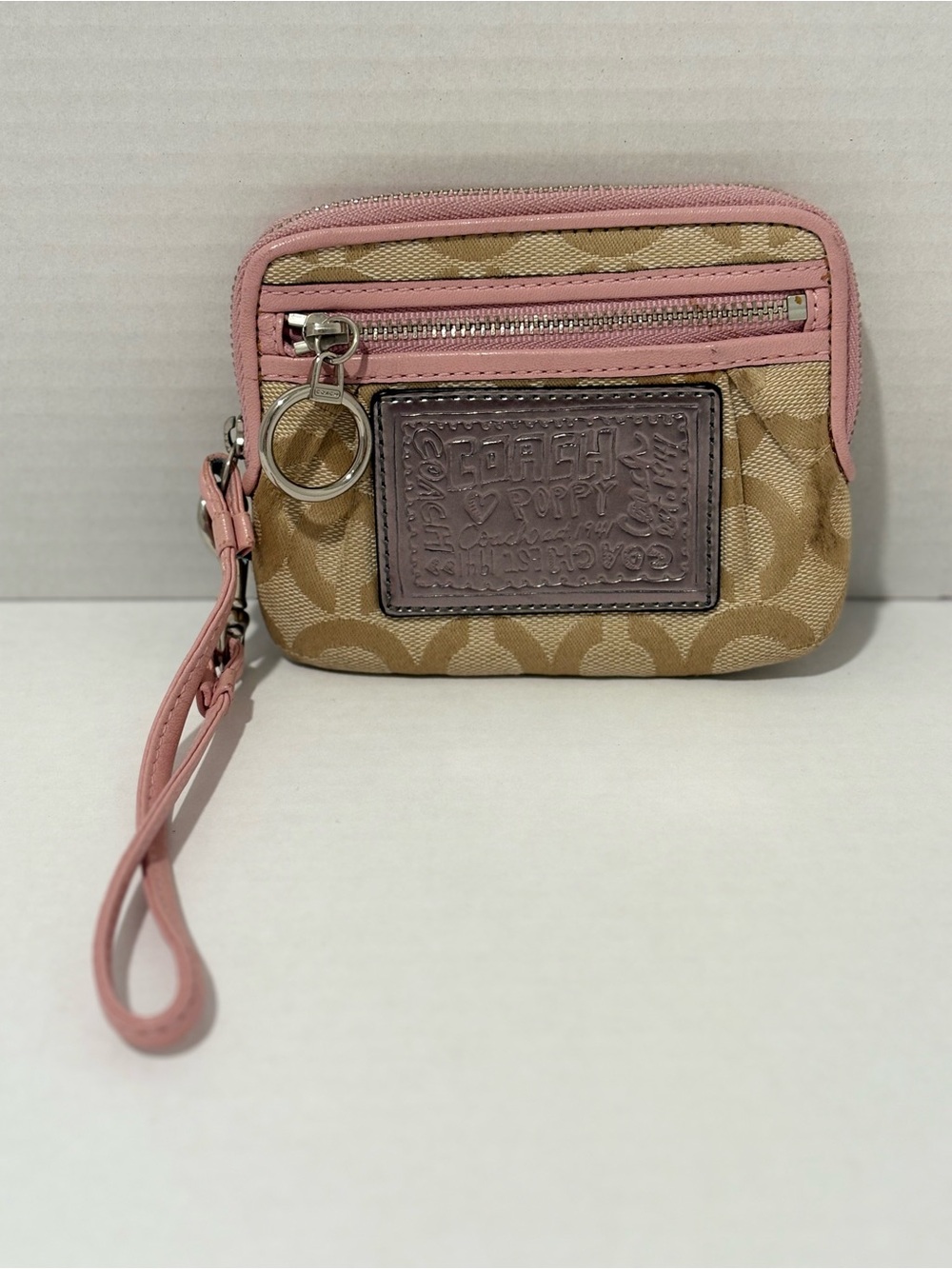 Coach Poppy signature canvas mini wristlet Y2K Preppy